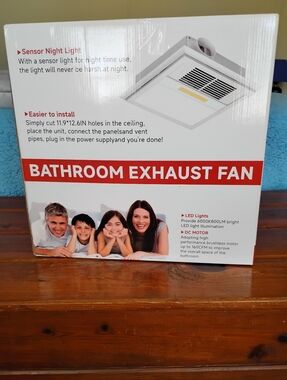 White Bathroom Exhaust Fan with Sensor Night Light